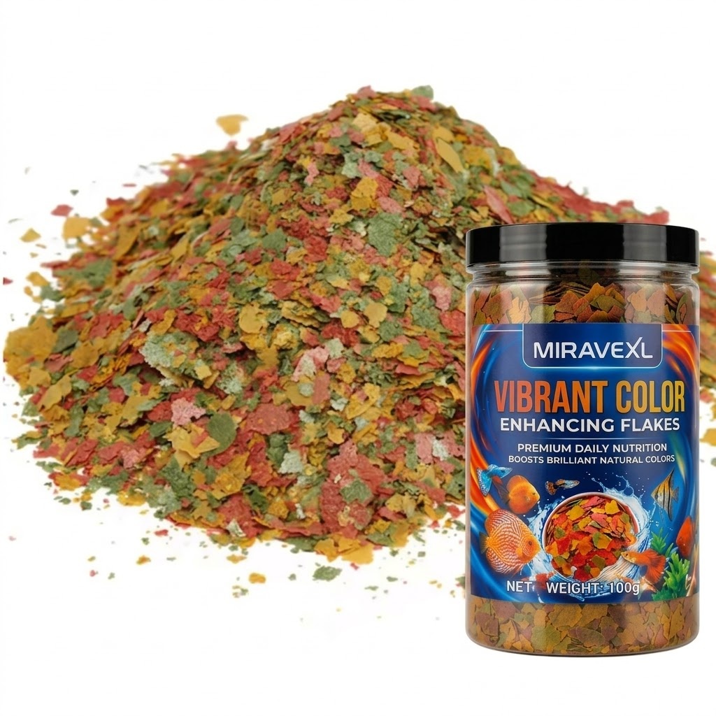 Fish Food Flake - MIRAVEXL Farbverstärkende Flocken, Premium-Fischfutter 100g, Tägliche