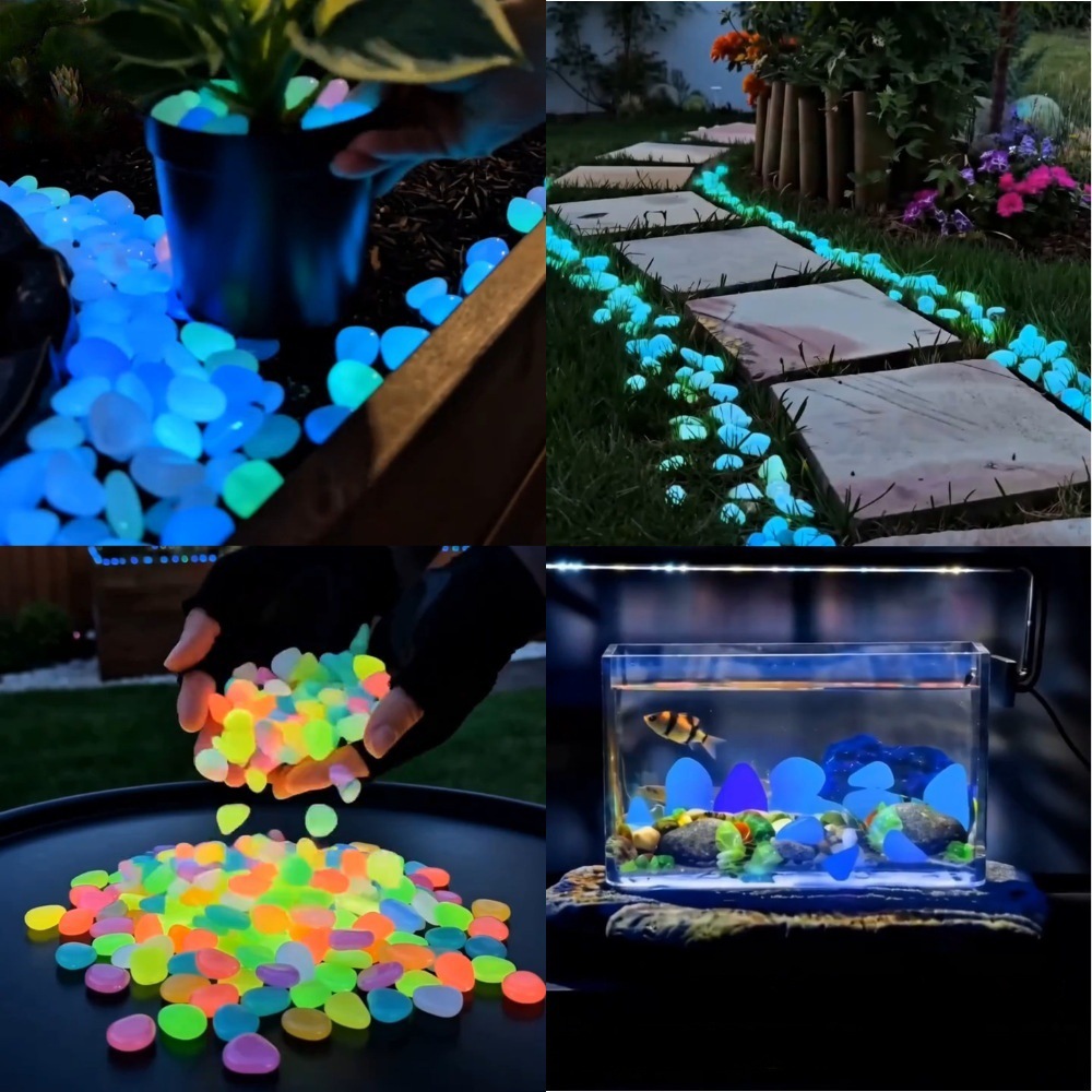 Aquarium Fish Pot - Bunte, im Dunkeln leuchtende Kieselsteine für