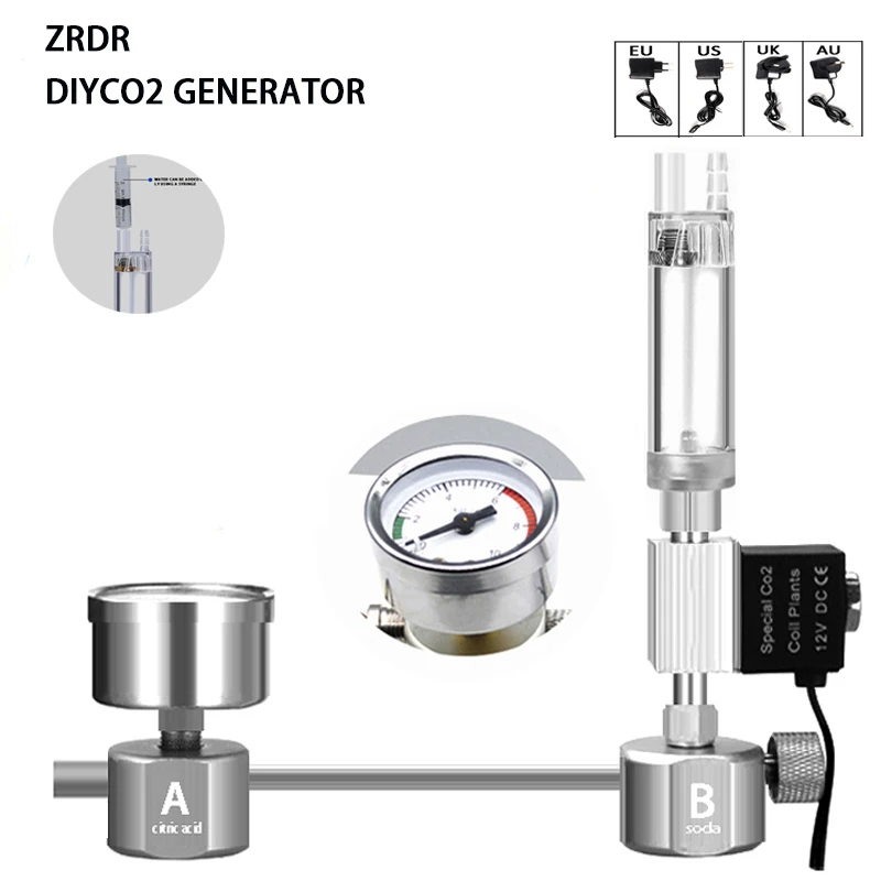 Co2 Diffuser Planted - Aquarium DIY CO2-Reaktor-Generator-System-Kit für Aquarientanks, CO2-Regler,