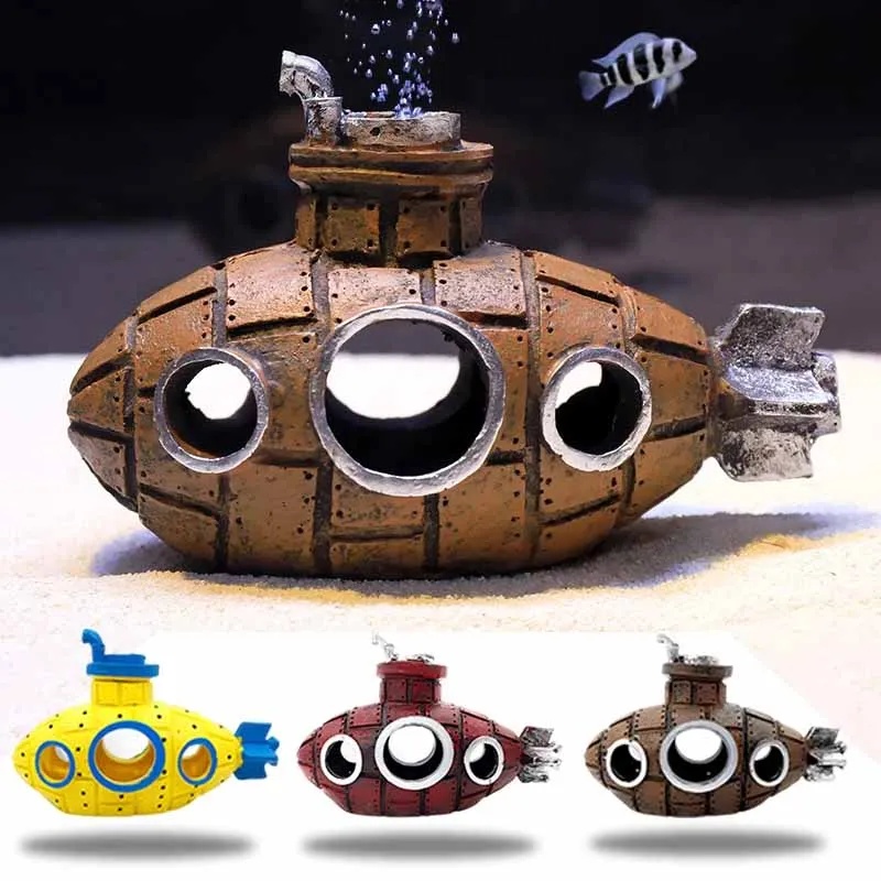 Aquarium Fish Enrichment - Harz-U-Boot-Ornamente für Aquarien – Fisch- und