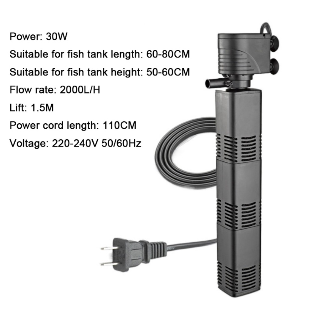 Fish Tank Filter Aquarium - 3-in-1-Aquariumfilter aus Kunststoff, Filtration 4/6/12/20/30 W,