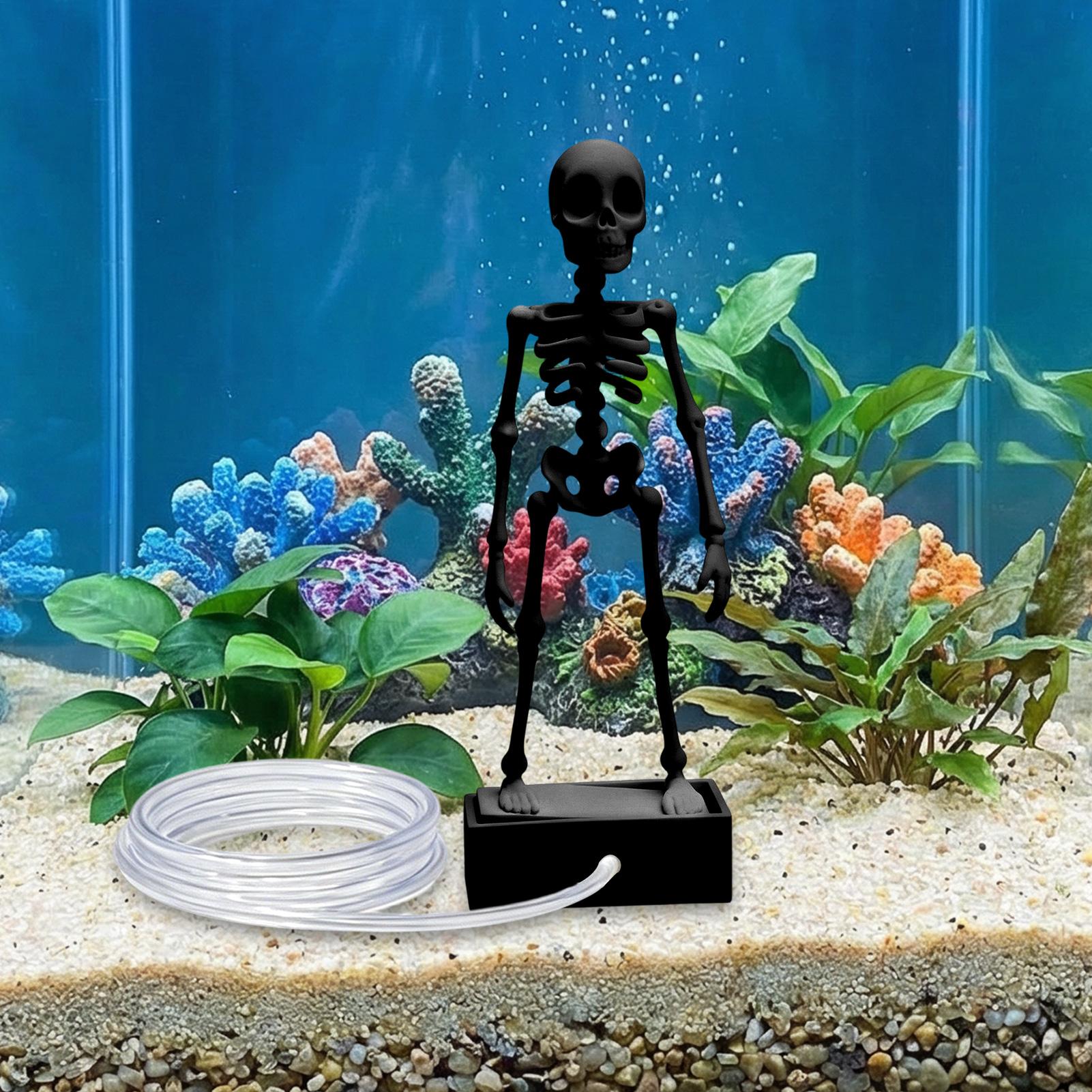 Aquarium Fish Diseases - Aquarium-Bubbler-Dekorationen, realistischer, dekorativer, interaktiver, tanzender Skelett-Aquarium-Bubbler